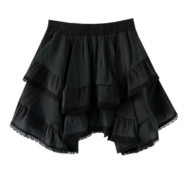 哒头下雨不愁 小个子不规则高腰纯色简约休闲短裙 女款