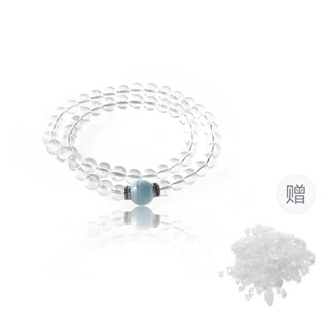 克兰茜 极地白月光 冰魄 转运圆珠串 温润柔和细腻淡雅小众简约氛围感设计 日常通勤精致百搭极简风 精美礼盒 好运 白水晶 手串 女款