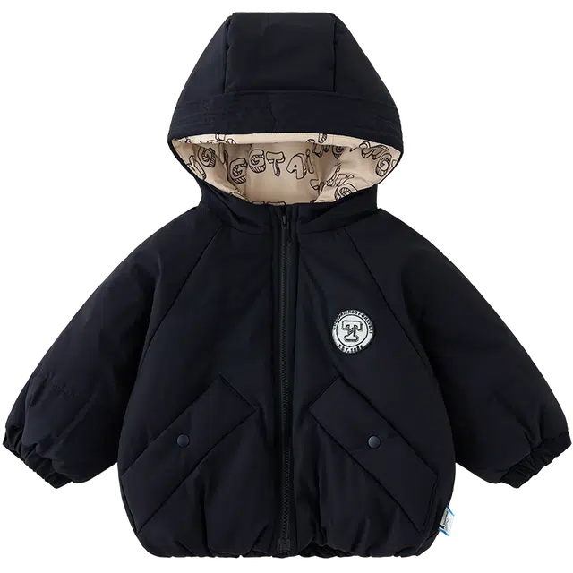 中小童 童泰连帽外套冬季宝宝夹棉加厚衣服外出上衣棉袄棉服