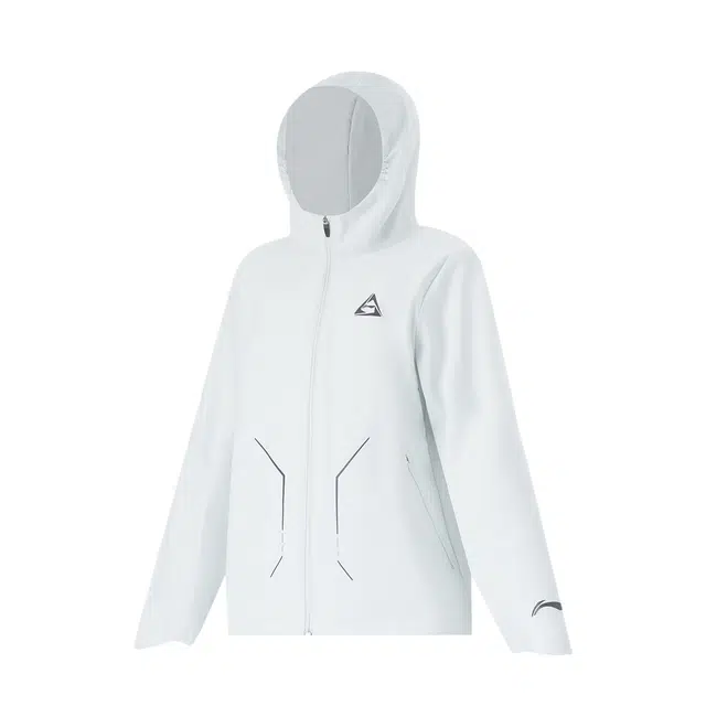 青少年  李宁儿童 综合体能系列 纯色拉链连帽防风运动风衣 浅雾灰