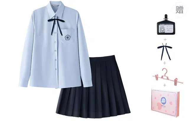 东鲸岁时记 学院风休闲长袖衬衫甜美韩剧舒适百褶裙制服 女款