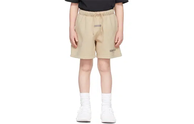 Fear of God Essentials FW21 Kids BeigeLinen Sweat Shorts Logo