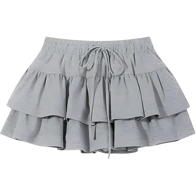 哒头下雨不愁 清新甜美简约纯色短款百搭休闲短裙 女款 灰色