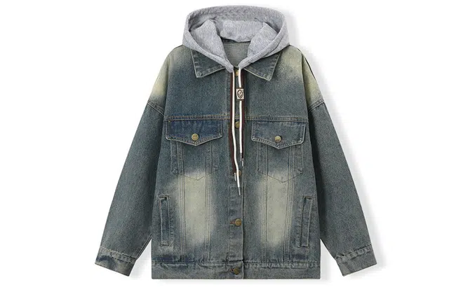 梦特娇 童装 拼色休闲长袖牛仔外套 男童女童 牛仔蓝