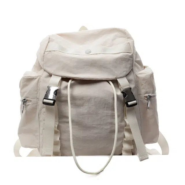 度森袋鼠 韩版简约时尚休闲慵懒风轻便短途旅行 布 双肩包 常规 男女同款情侣款 米白色/灰色/黑色/紫色/黄色/绿色