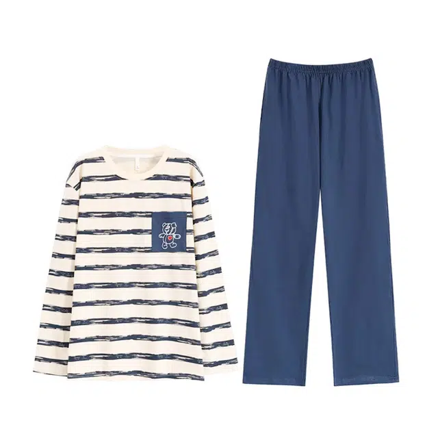 黛尔佳人 柔软亲肤吸湿排汗简约舒适透气睡衣套装 男款