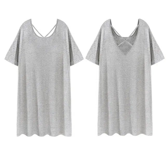 欧诗帛 凉感带胸垫韩版薄款短袖可外穿家居服睡裙 女款