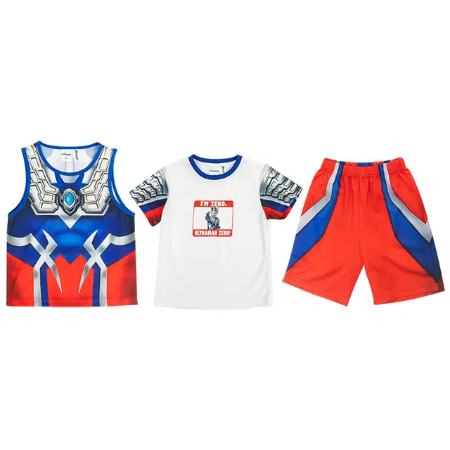 伊佳林 舒适柔软轻盈宽松卡通动漫清凉透气休闲运动套装 儿童款 赛罗夏日