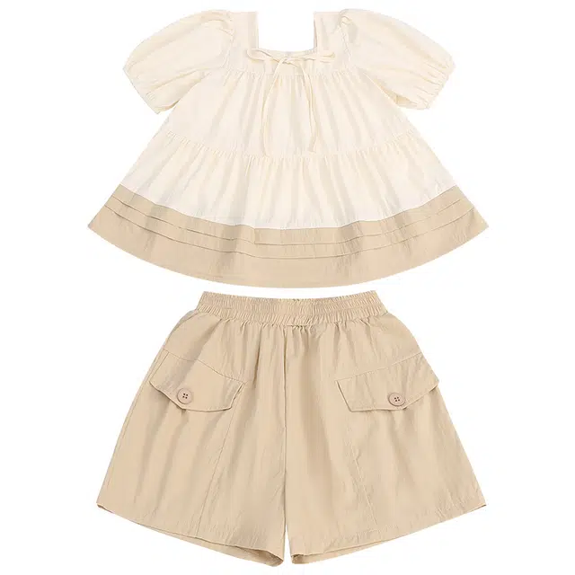 雅鹿休闲运动套装 时尚舒适亲肤百搭潮流 杏色 儿童款