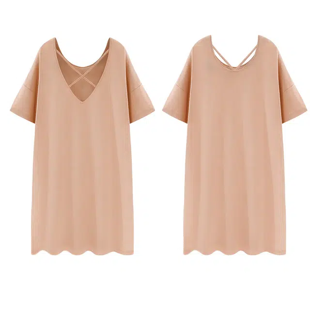 欧诗帛 带胸垫韩版凉感薄款短袖可外穿家居服睡裙 女款