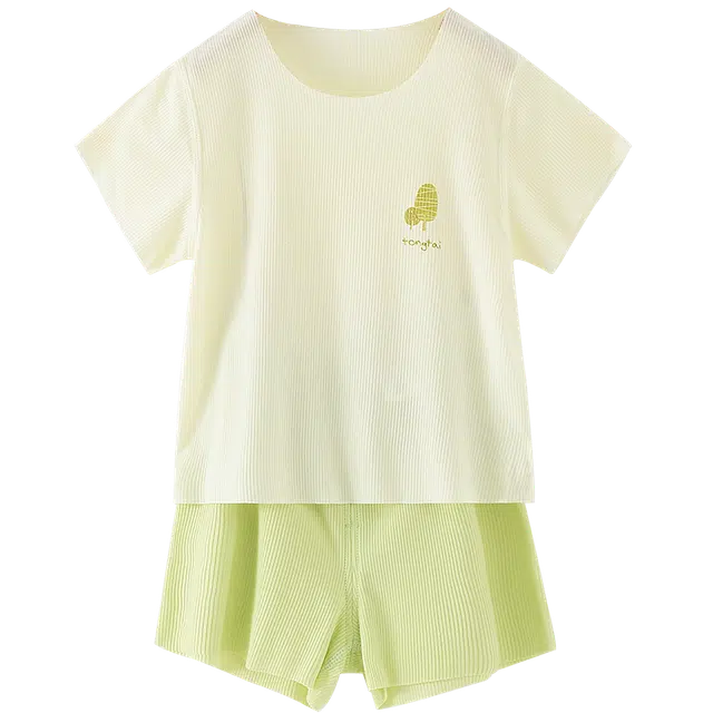 夏季婴儿衣服男女宝宝轻薄无骨无痕套装新生儿外出短袖短裤套装