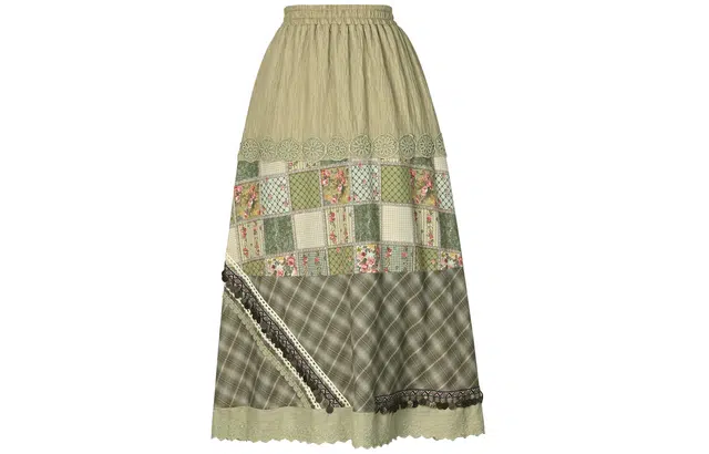 森女部落 牧羊曲 复古森系碎花波西米亚风通勤百搭时尚休闲长裙 女款 绿色