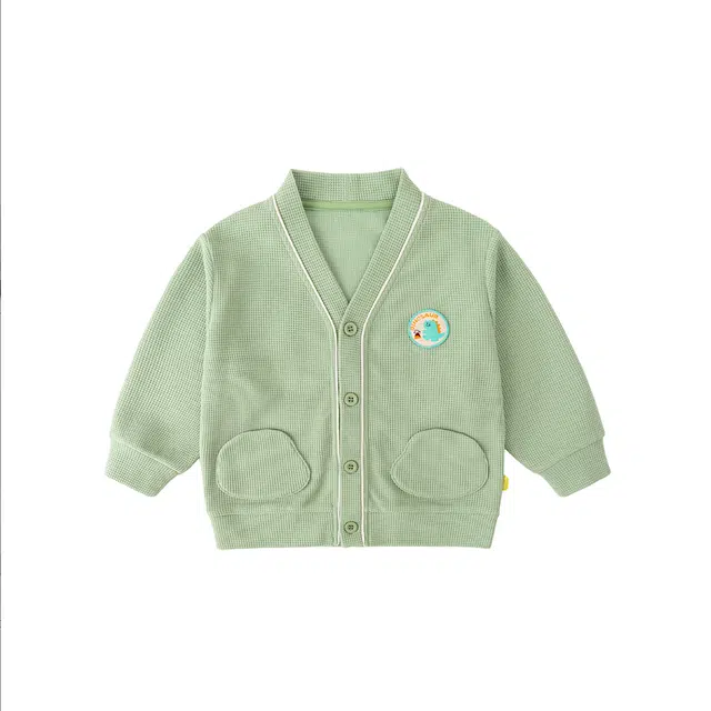 中小童 嘟嘟家 卡通造型口袋华夫格开衫婴幼儿外套