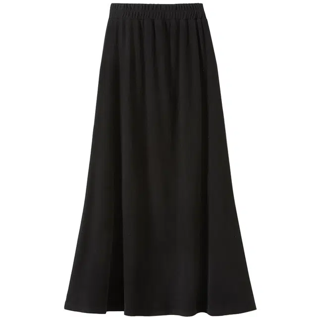 她池 优雅气质垂感休闲长裙 女款 黑色