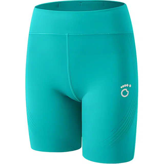 马孔多 舒适透气休闲条纹设计健身运动短裤 女款 青绿色