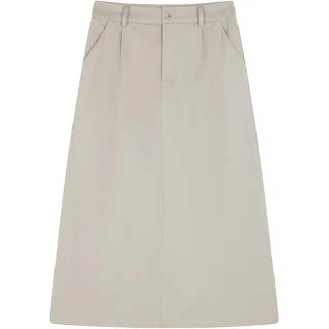 沫晗依美 通勤简约舒适休闲长裙 女款 米灰色