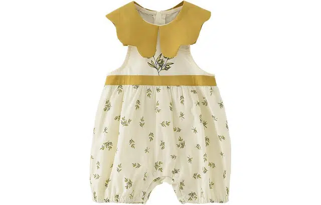 童泰 童装 撞色植物花卉无袖连体衣 女童