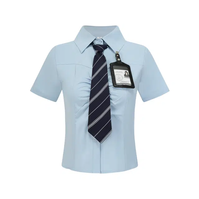 九条喵 短款尖领短袖制服 女款 浅蓝色