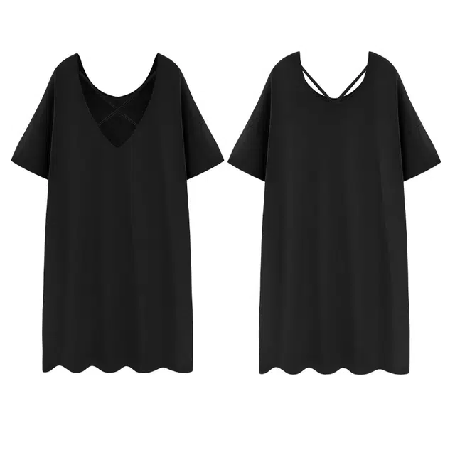 欧诗帛 冰丝凉感带胸垫韩版短袖可外穿家居服睡裙 女款