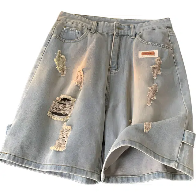 木清清 印花阔腿裤薄款牛仔短裤 女款