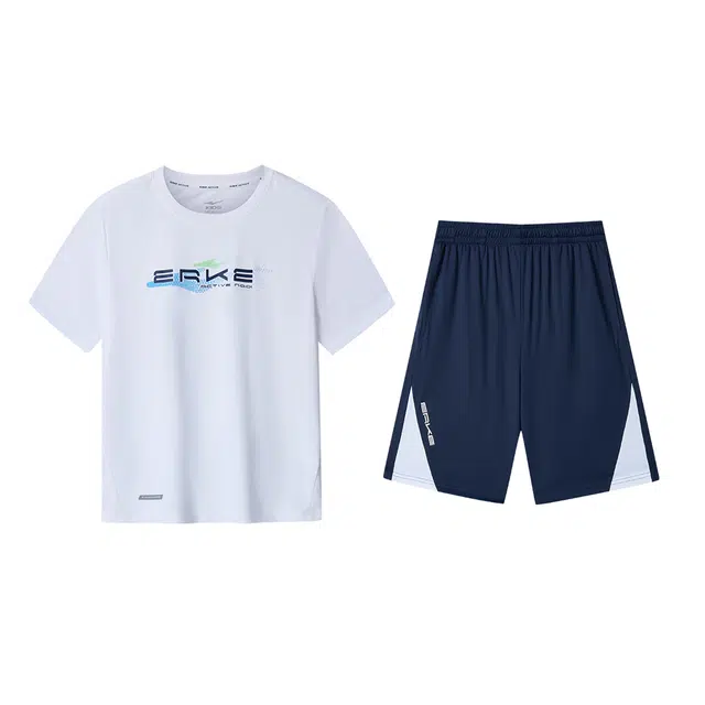 鸿星尔克儿童休闲运动套装 圆领字母短袖柔软五分裤 青少年