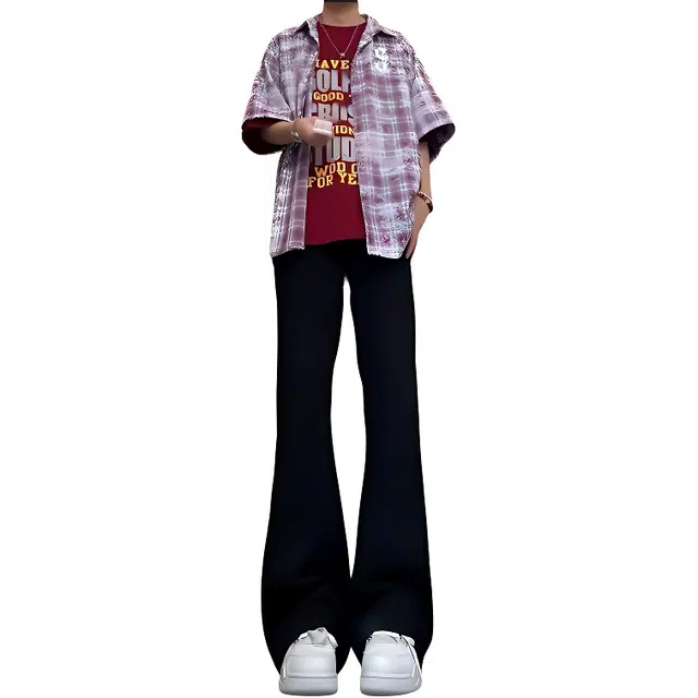 单爵 高腰薄款美式高街直筒宽松微喇夏季长裤牛仔裤 男女同款