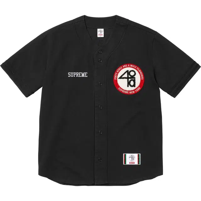 Supreme x 40 Acres SS25 WEEK9 Twill Baseball Jersey logo