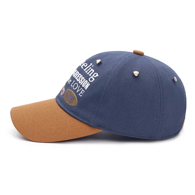 肯默 美式街头拼色字母刺绣遮阳防晒 棉 鸭舌帽 男女同款情侣款