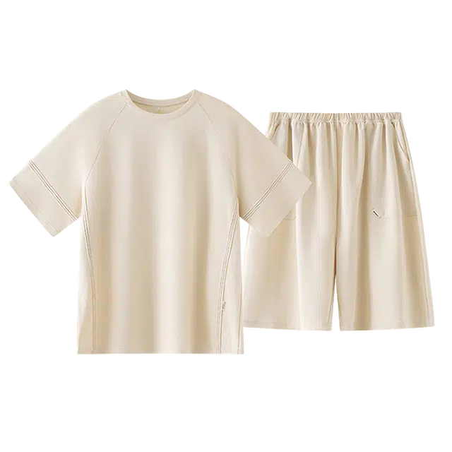 潞优野 松弛感短袖简约薄款家居服夏季睡衣套装 男款