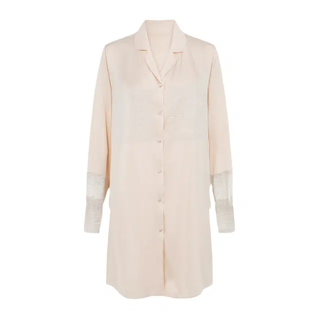 潞优野 薄款凉感冰丝时尚宽松性感长袖家居服可外穿睡裙 女款