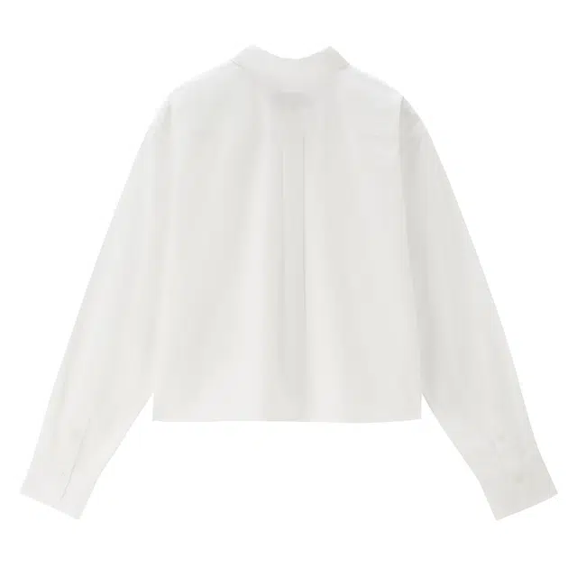 佐丹奴 韩国款纯棉刺绣短款梭织休闲长袖衬衫 女款