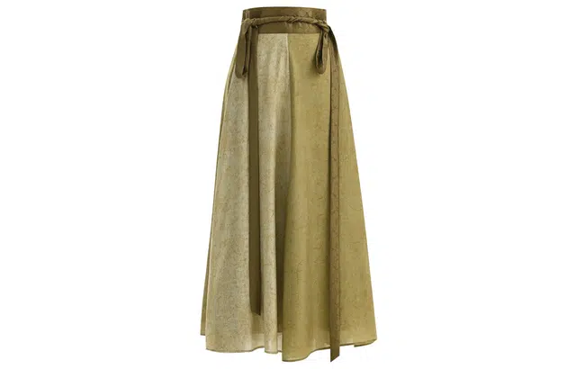 森女部落 金枝玉叶 原创古风汉元素气质高腰休闲长裙 女款 绿色