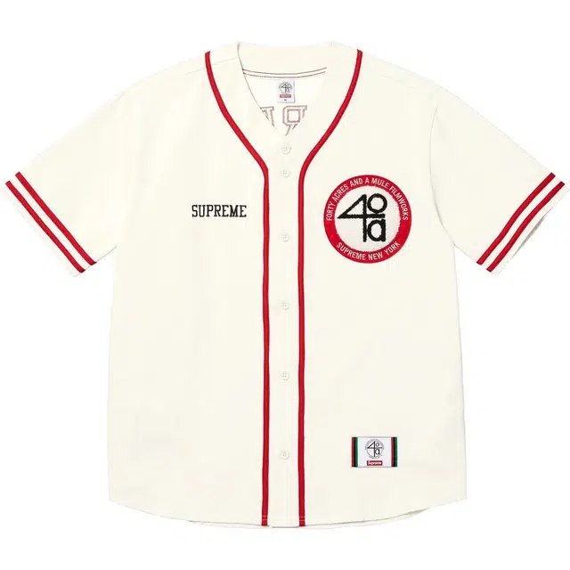 Supreme x 40 Acres SS25 WEEK9 Twill Baseball Jersey logo