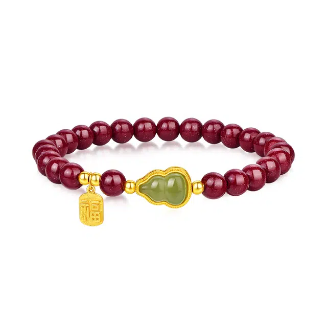 【玉葫芦招福牌】 金六福吉祥 时来运转福气连连似水年华古风新中式本命年通勤#纳福再造辰砂 朱砂 手串 男女同款情侣款