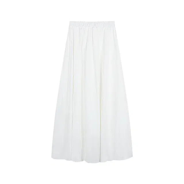 木清清 温柔春季高腰半身裙百褶裙休闲长裙 女款 白色