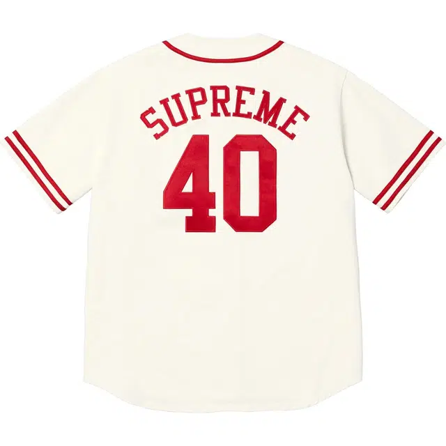 Supreme x 40 Acres SS25 WEEK9 Twill Baseball Jersey logo