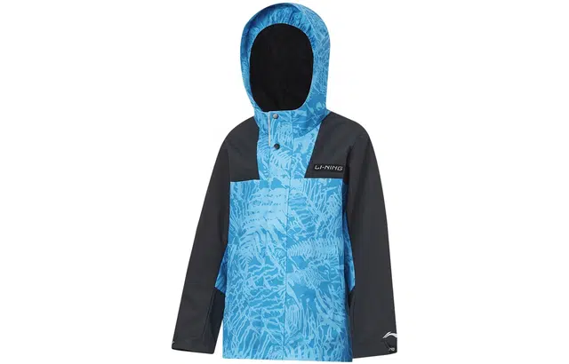 李宁儿童 满印拉链连帽抓绒长袖风衣 儿童款