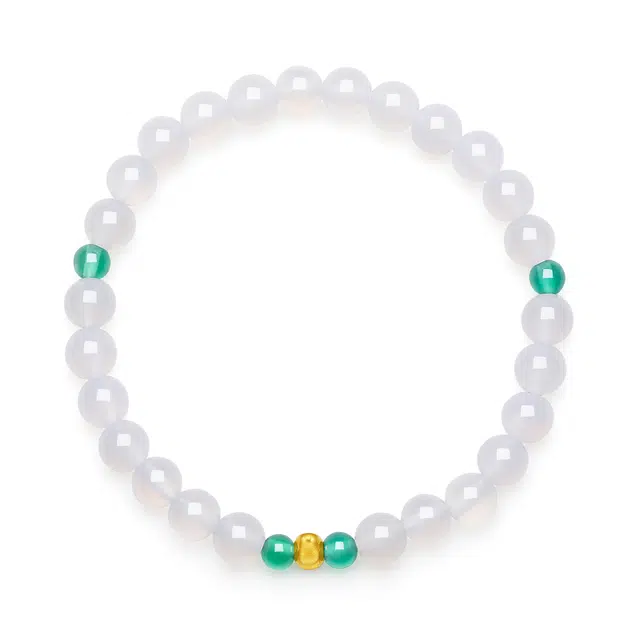 翠雅金楼 新中式国潮白月光猫眼转运珠串珠 小众设计精致百搭古风清冷感#好运天然 玉髓 手串 女款