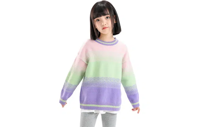 左西 渐变圆领套头休闲百搭长袖毛衣 儿童款 彩色