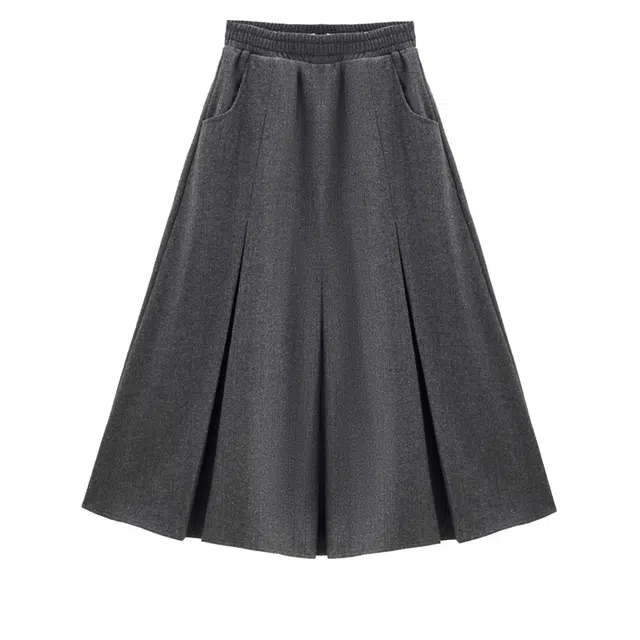 佐丹奴 气质通勤厚款舒适百褶休闲长裙 女款 花灰