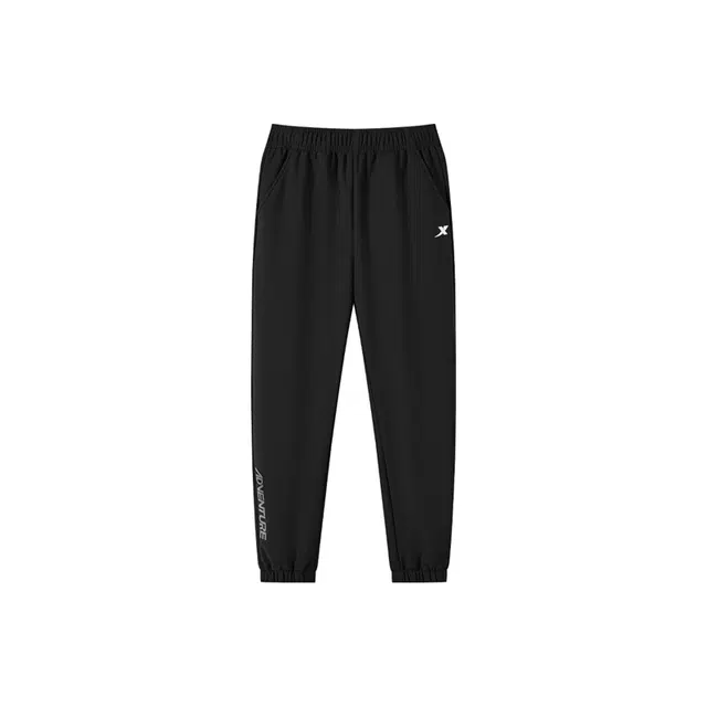 特步 童装 字母印花加绒加厚运动休闲裤 男童