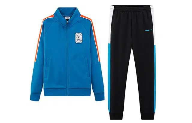 尔克儿童 童装 长袖立领外套松紧长裤休闲运动套装 男童 清水蓝