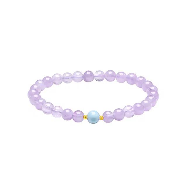 六桂福珠宝 紫定发财  时尚百搭  爱情财富有成 招财进宝天然 紫水晶 手串 男女同款情侣款