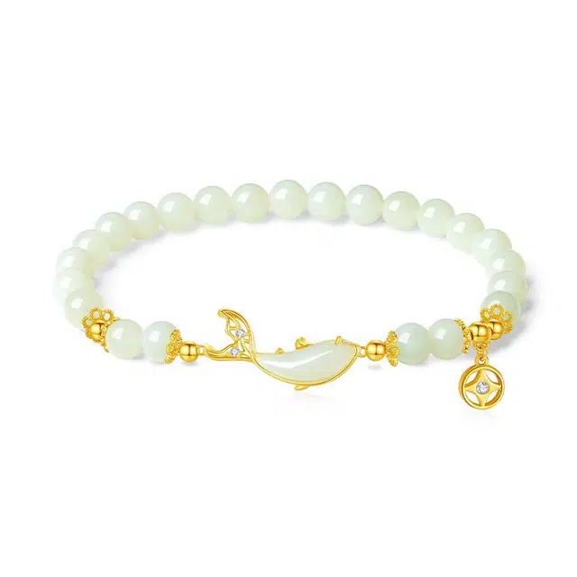 潮宏基 锦鲤铜钱 新中式国风 轻奢小众高级设计感 精致优雅有质感 年轻时尚 简约百搭不撞款 玉髓 手串 女款