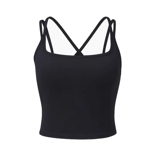 黑恐龙 甜美双肩交叉美背遮副乳自带胸垫弹力亲肤不掉肩背心 女款