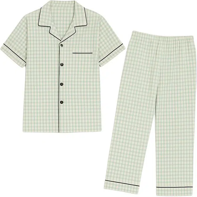 潞优野 短袖长裤薄款开衫大码家居服夏季睡衣套装 男款