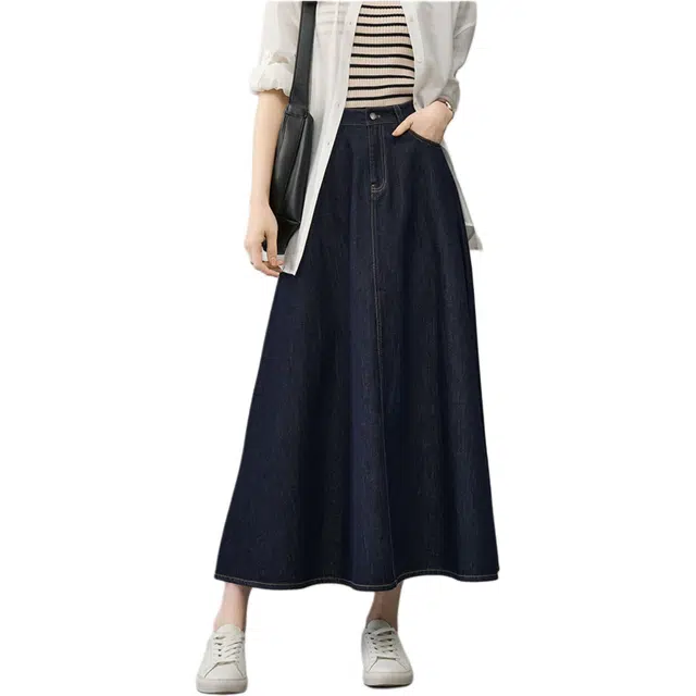 娅丽达 简约百搭通勤休闲长裙 女款 深蓝色