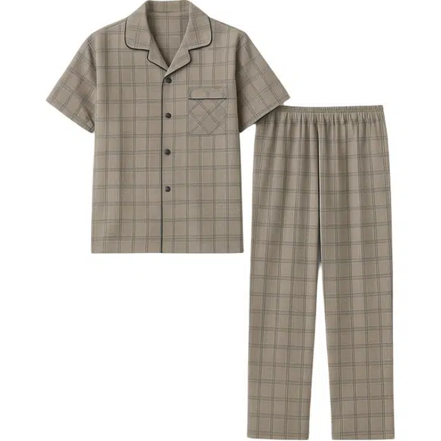 潞优野 短袖长裤薄款大码高级感家居服夏季睡衣套装 男款