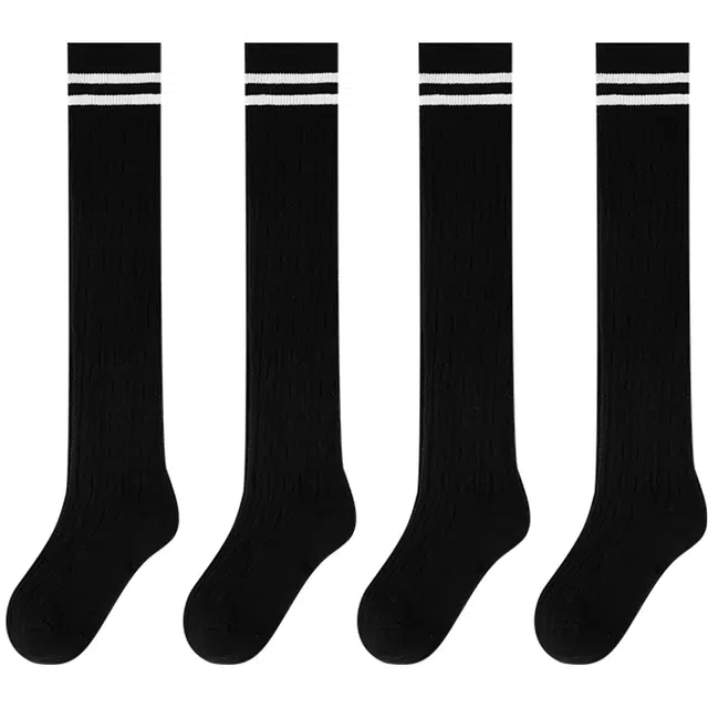 儿童款 英氏 百搭条纹学院风长筒袜子