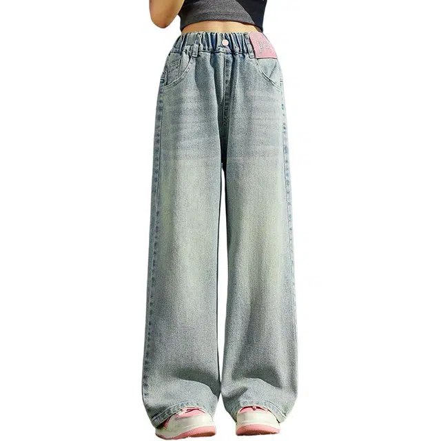 雅鹿牛仔裤 纯色百搭柔软 蓝色 儿童款